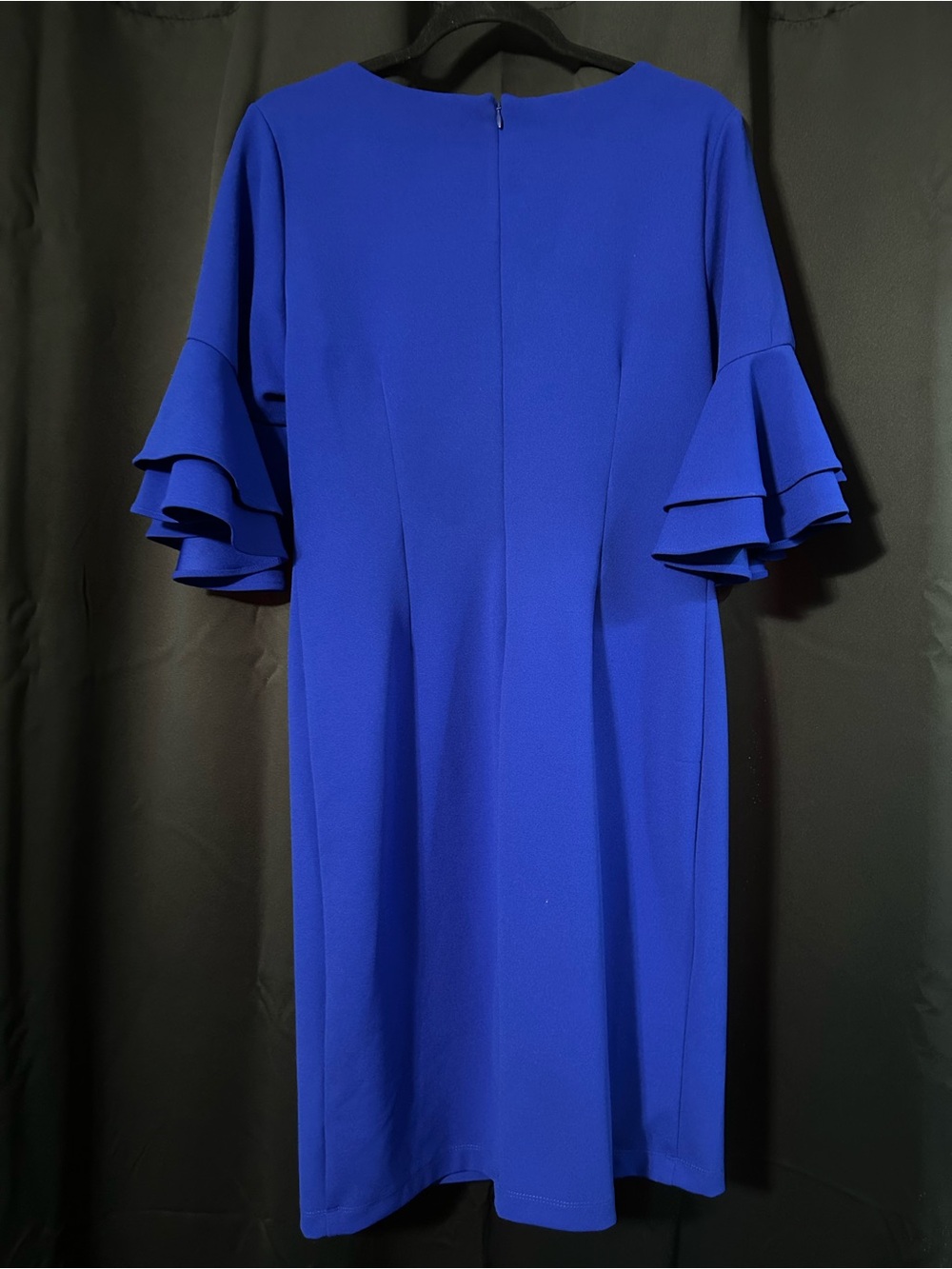 Liz Claiborne Cobalt Blue Midi Dress with Ruffle Sleeves